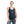 Laden Sie das Bild in den Galerie-Viewer, Frau in blauem Tank Top mit Vogelaufdruck von vorne