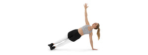 Bild einer jungen Frau beim Yoga mit grauem Sport-BH mit Kunstdruck