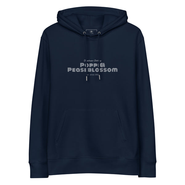 Kapuzenpullover mit Aufdruck Poppi& Streetwear in Farbe Navy, flach liegend von vorne