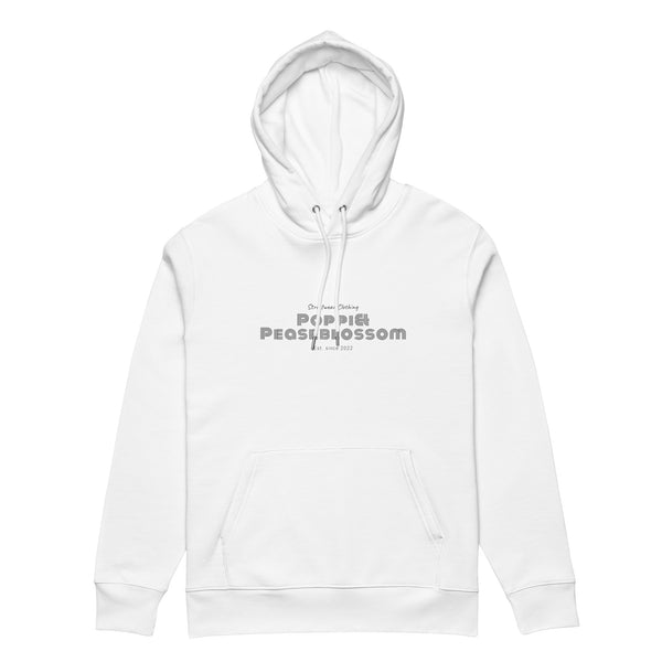 Kapuzenpullover mit Aufdruck Poppi& Streetwear in Farbe White, flach liegend von vorne