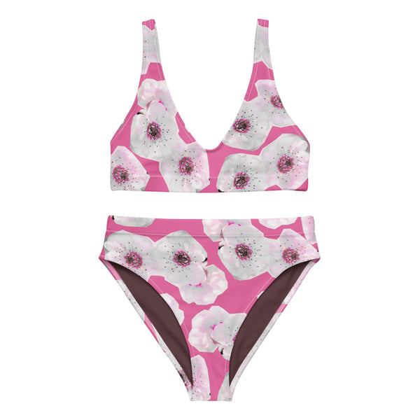 Pinker Bikini mit Kunstdruck flach von vorne
