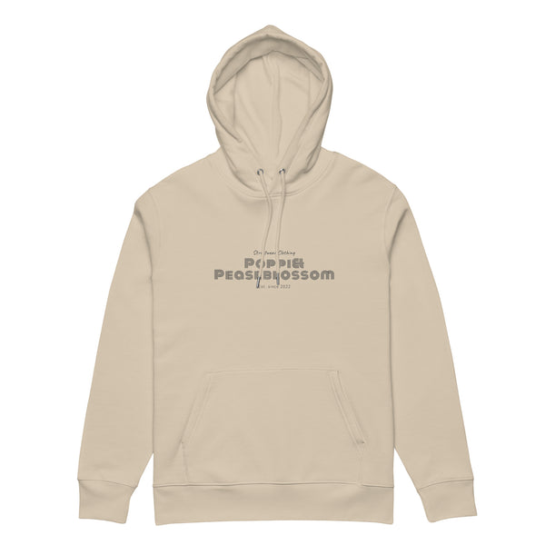 Kapuzenpullover mit Aufdruck Poppi& Streetwear in Farbe Sand, flach liegend von vorne